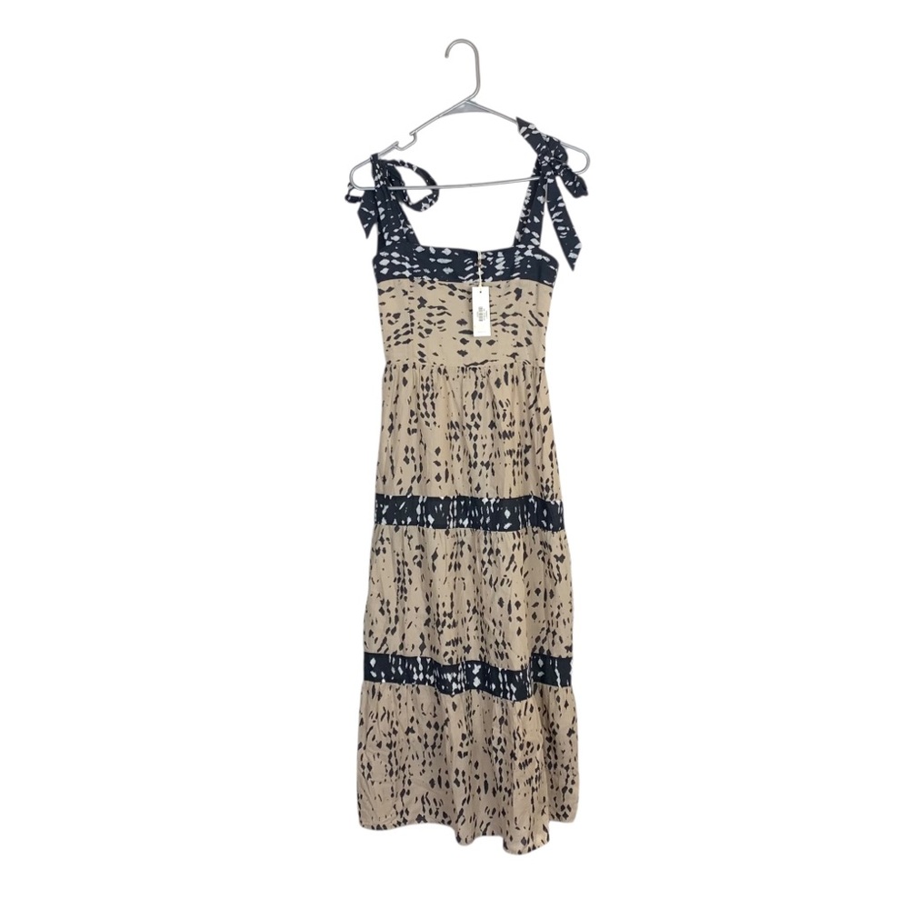 NWT heartloom printed midi dress size xs tie strap picnic boho